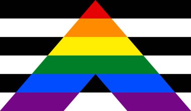 Heteroseksüel müttefik bayrağının üst görüntüsü, bayrak direği yok. Uçak tasarımı, tasarım. Bayrak arkaplanı.