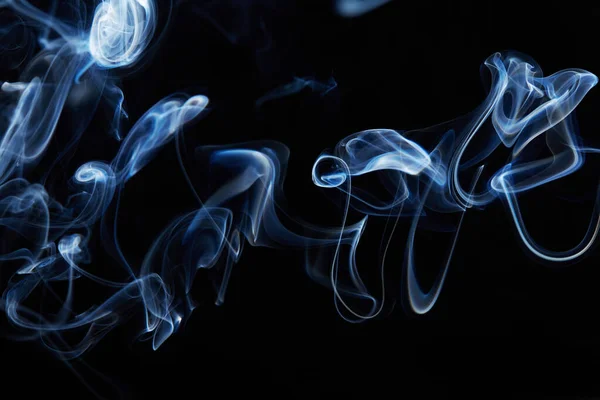 Blue Smoke Black Background Abstract Blur Motion Wave Swirl Wisp — Stock Photo, Image