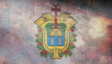 Veracruz, Meksika bayrağının en üst görüntüsü. Grunge desenli retro bayrak. Amerika Birleşik Devletleri Vatansever ve Seyahat Konsepti. Bayrak direği yok. Uçak tasarımı, tasarım. Bayrak arkaplanı