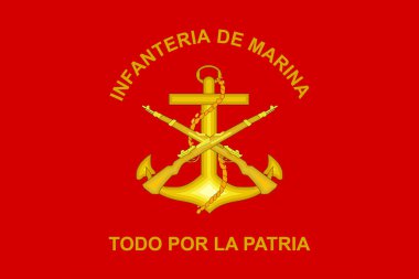 Estandarte Infanteria de Marina, Meksika bayrağının en üst görüntüsü. Amerika Birleşik Devletleri Vatansever ve Seyahat Konsepti. Bayrak direği yok. Uçak tasarımı, tasarım. Bayrak arkaplanı