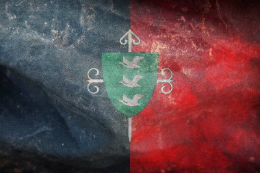 Santa Cruz, Şili bayrağının en üst görüntüsü. Grunge desenli retro bayrak. Şili seyahati ve vatanseverlik kavramı. Bayrak direği yok. Uçak düzeni, tasarım. Bayrak arkaplanı