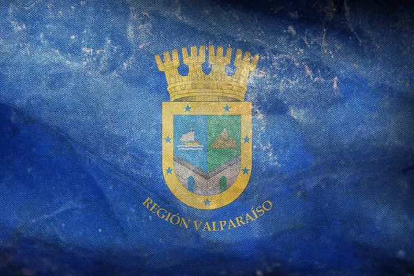Draufsicht Auf Die Flagge Der Region Valparaiso Chile Retro Flagge — Stockfoto