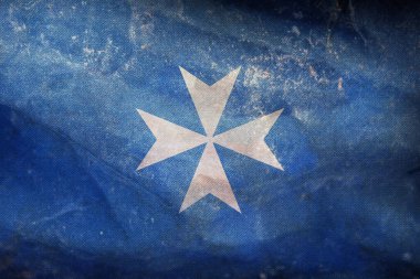 Amalfi Cumhuriyeti 'nin en iyi manzarası, grunge desenli İtalya retro bayrağı. İtalyan seyahati ve vatanseverlik kavramı. Bayrak direği yok. Uçak tasarımı, tasarım. Bayrak arkaplanı