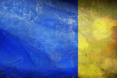 Viterbo 'nun üst görüntüsü, grunge desenli İtalya retro bayrağı. İtalyan seyahati ve vatanseverlik kavramı. Bayrak direği yok. Uçak tasarımı, tasarım. Bayrak arkaplanı