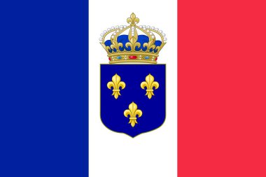 Chambord Kontu Henri 'nin bayrağının üst görüntüsü, Fransa. Fransız vatansever ve seyahat konsepti. Bayrak direği yok. Uçak tasarımı, tasarım. Bayrak arkaplanı