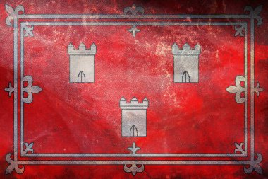 Aberdeen 'in üst görüntüsü, grunge desenli İngiliz retro bayrağı. Büyük Britanya Birleşik Krallığı, İngiltere. Bayrak direği yok. Uçak tasarımı, tasarım. Bayrak arkaplanı