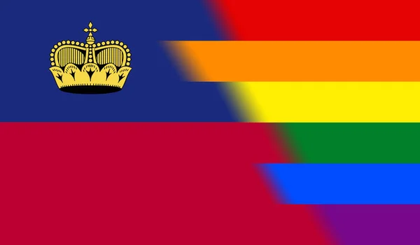 Vista Superior Bandera Nacional Lgbt Liechtenstein Sin Asta Bandera Diseño —  Fotos de Stock