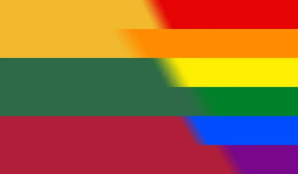 Top View National Lgbt Flag Lithuania Flagpole Plane Design Layout — Stockfoto