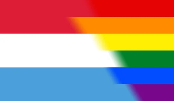 Top View National Lgbt Flag Luxembourg Flagpole Plane Design Layout — 图库照片