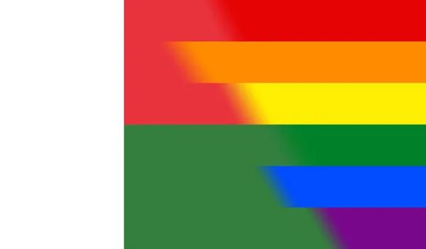 Vista Superior Bandeira Nacional Lgbt Madagáscar Sem Mastro Bandeira Projeto — Fotografia de Stock