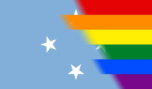 Top View National Lgbt Flag Micronesia Federated States Flagpole Plane — стокове фото