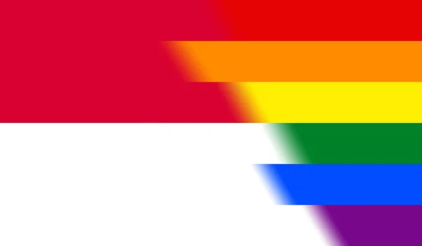 モナコの国旗のトップビュー 旗竿なし 平面設計 レイアウト フラグの背景 自由と愛の概念 プライド月 行動主義共同体自由 — ストック写真