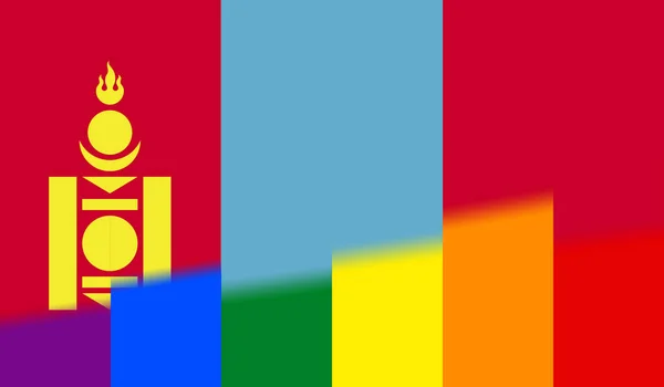 Top View National Lgbt Flag Mongolia Flagpole Plane Design Layout — 图库照片