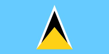 Resmi Saint Lucia bayrağının en üst görüntüsü. seyahat ve vatanseverlik kavramı. Bayrak direği yok. Uçak tasarımı, tasarım. Bayrak arkaplanı