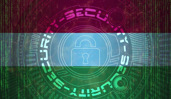 Ungarns Nationale Cybersikkerhed Digital Baggrund Databeskyttelse Sikkerhedssystemkoncept Lås Symbol Mørk - Stock-foto