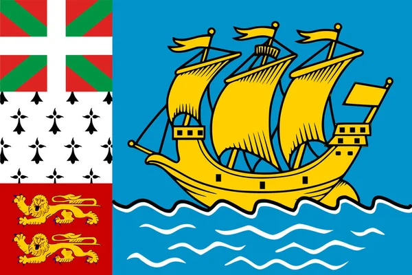 Top Kilátás Hivatalos Zászló Saint Pierre Miquelon Utazási Hazafias Koncepció — Stock Fotó