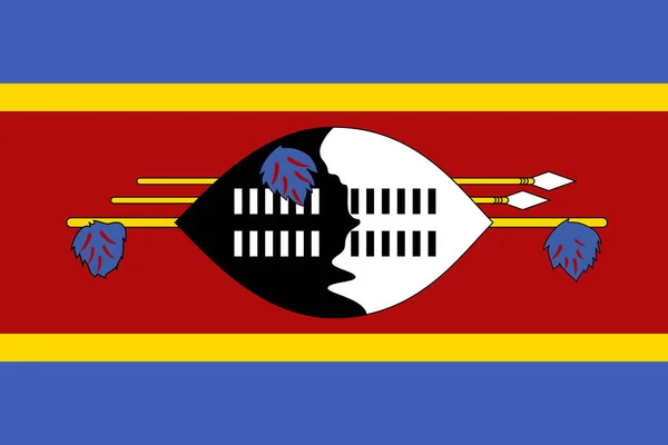公式旗スワジランドのトップビュー 旅と愛国者の概念です 旗竿はない 平面設計 レイアウト 旗の背景 — ストック写真