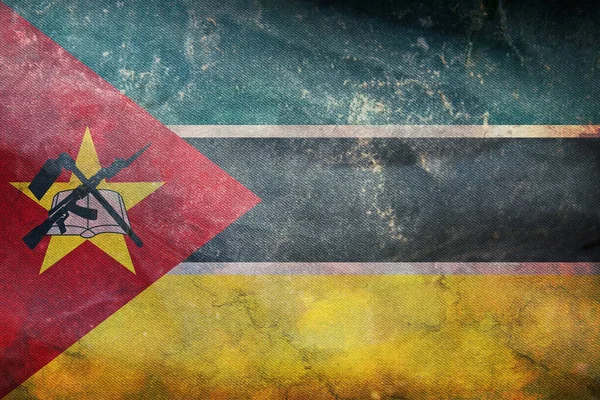 Draufsicht Der Offiziellen Retro Flagge Mosambiks Mit Grunge Textur Reisen — Stockfoto