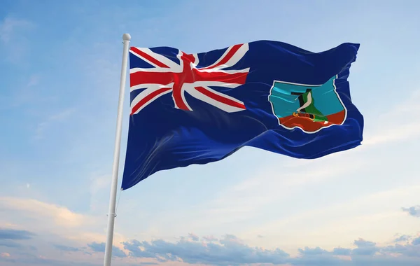 Bandera Oficial Montserrat Fondo Nublado Del Cielo Puesta Del Sol —  Fotos de Stock