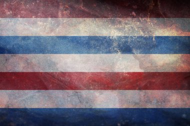 Hollanda Savunma Bakanı 'nın bayrağının en üst görüntüsü. Grunge desenli retro bayrak. Hollanda seyahati ve vatanseverlik kavramı. Bayrak direği yok. Uçak tasarımı, tasarım. Bayrak arkaplanı