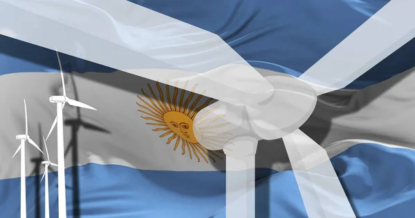 Wind Turbines Background Argentina Flag Sustainable Development Renewable Energy National — Stock Photo, Image