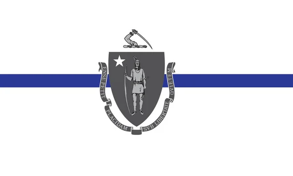 Top View Blue Line Flag Massachusetts State Usa United States — Stock Fotó