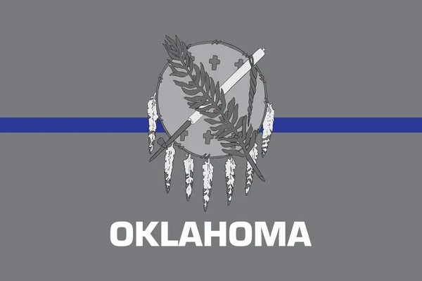 俄克拉荷马州蓝线旗的最高视图 乌萨州 美利坚合众国的警旗 没有旗杆 平面设计 国旗背景 — 图库照片