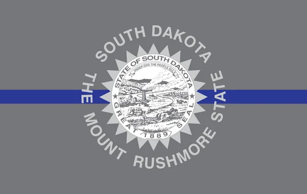 Top View Blue Line Flag South Dakota State Usa United — 图库照片