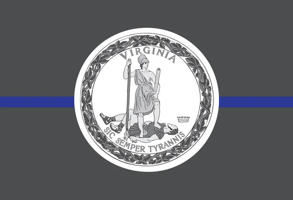 Vista Superior Bandera Línea Azul Del Estado Virginia Bandera Policía —  Fotos de Stock