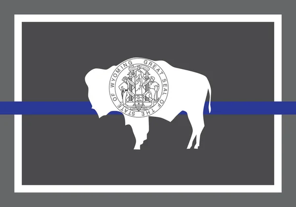 Top View Blue Line Flag Wyoming State Usa United States — 图库照片