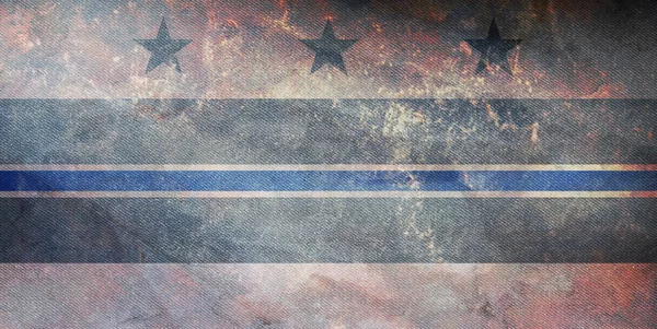 Horní Pohled Modrou Čáru Vlajky Státu Kolumbie Usa Policejní Vlajka — Stock fotografie