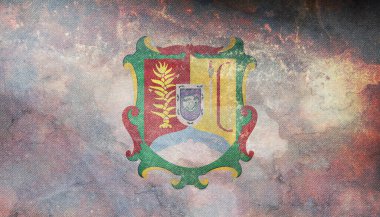 Nayarit, Meksika bayrağının en üst görüntüsü. Grunge desenli retro bayrak. Amerika Birleşik Devletleri seyahati ve vatanseverlik kavramı. Bayrak direği yok. Uçak tasarımı, tasarım. Bayrak arkaplanı