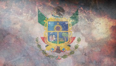 Queretaro, Meksika bayrağının en üst görüntüsü. Grunge desenli retro bayrak. Amerika Birleşik Devletleri Vatansever ve Seyahat Konsepti. Bayrak direği yok. Uçak tasarımı, tasarım. Bayrak arkaplanı