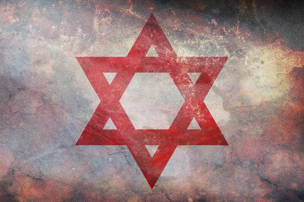 Pohled Shora Vlajku Rudé Hvězdy Davidovy Izrael Retro Vlajka Grunge — Stock fotografie