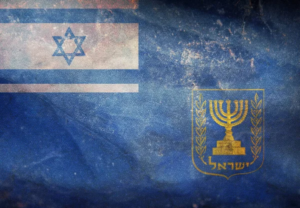 Vista Superior Bandera Del Primer Ministro Israel Bandera Retro Con — Foto de Stock