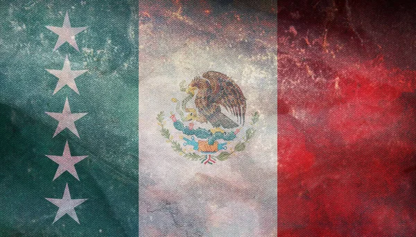Bovenaanzicht Van Mexicaanse Commandant Supremo Mexico Retro Vlag Met Grunge — Stockfoto