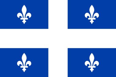 Kanada 'nın Quebec bayrağının en üst görüntüsü. Kanadalı vatansever ve seyahat konsepti. Bayrak direği yok. Uçak tasarımı, tasarım. Bayrak arkaplanı