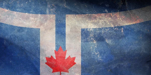 加拿大多伦多复古国旗的顶视图 纹理粗糙 加拿大旅行和爱国心的概念 没有旗杆 平面设计 国旗背景 — 图库照片