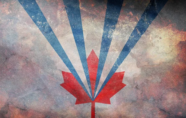 加拿大安大略省沃恩市复古国旗的最高视图 纹理粗糙 加拿大旅行和爱国心的概念 没有旗杆 平面设计 国旗背景 — 图库照片