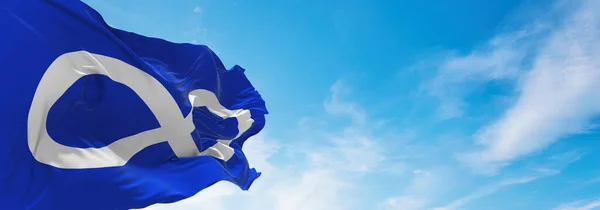 Zászló Metis Blue Kanada Felhős Háttér Naplemente Panorámás Kilátás Kanadai — Stock Fotó
