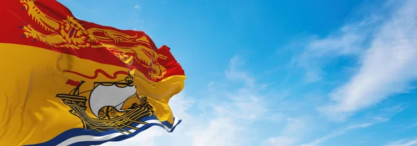 Bandera New Brunswick Canadá Fondo Nublado Del Cielo Puesta Del —  Fotos de Stock