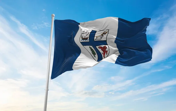Flagge Von New Westminster British Columbia Kanada Bei Wolkenverhangenem Himmel — Stockfoto