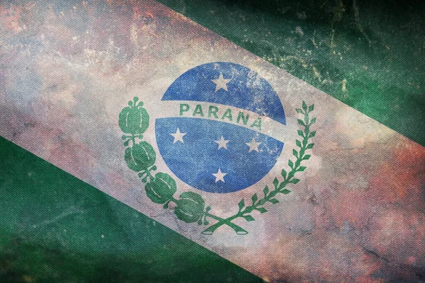 Draufsicht Der Retro Flagge Parana Brasilien Mit Grunge Textur Brasilianisches — Stockfoto