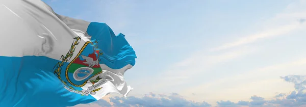 Флаг Эстадо Рио Жанейро Бразилия Облачном Фоне Неба Закате Панорамный — стоковое фото