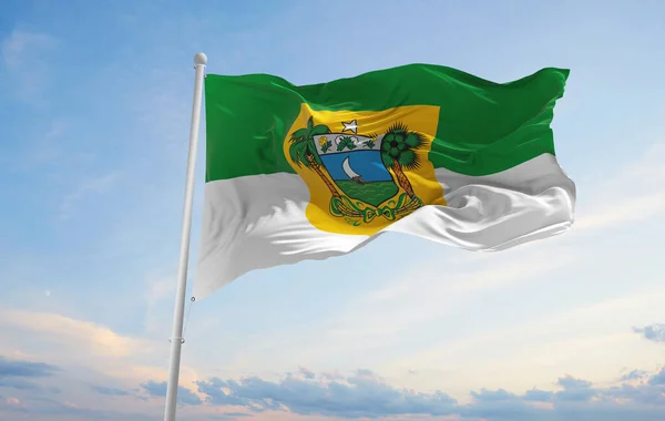 Vlag Van Rio Grande Norte Brazilië Bij Bewolkte Lucht Achtergrond — Stockfoto