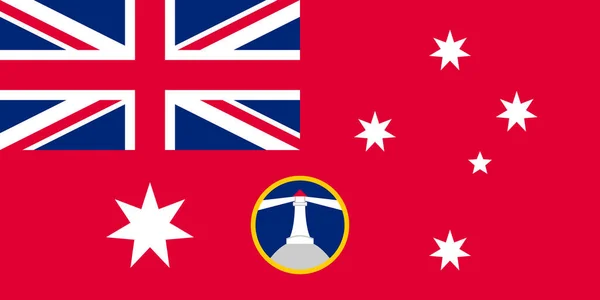 旗のトップビューオーストラリア連邦灯台サービスの赤の符号 オーストラリアの旅行と愛国者の概念 旗竿はない 平面設計 レイアウト 旗の背景 — ストック写真