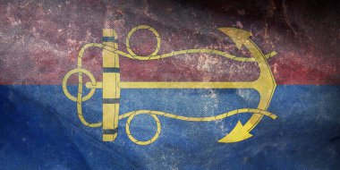 Avustralya Donanma Kurulu 'nun üst görüntüsü, Avustralya retro bayrağı grunge desenli. Avustralya seyahati ve vatanseverlik kavramı. Bayrak direği yok. Uçak düzeni, tasarım. Bayrak arkaplanı