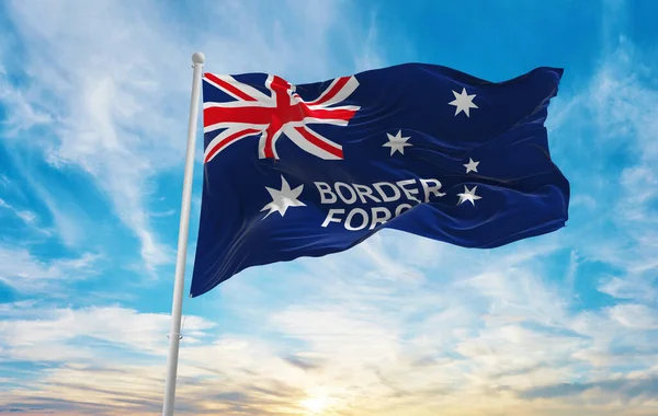 Drapeau Australian Border Force 2015 Australie Ciel Nuageux Arrière Plan — Photo