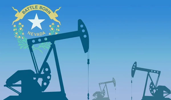 Silhueta Bomba Óleo Contra Bandeira Estado Nevada Eua Extração Petróleo — Fotografia de Stock