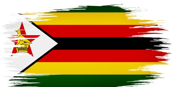 Colorful Hand Drawn Brush Strokes Painted National Country Flag Zimbabwe — Stock Photo, Image